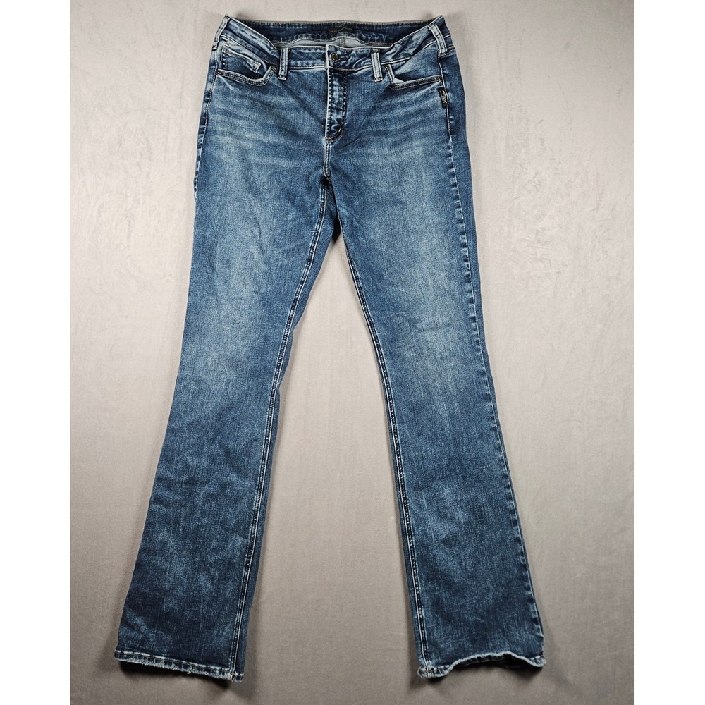 Silver Jeans Avery Slim Boot Womens 34x35 Blue Mid Rise Contoured Western Rodeo